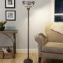 Capulina Tiffany Style Torchiere Floor Lamp, Tiffany Style Floor Light, Victorian Tiffany Pole Lamp, Stained Glass Floor Lamps, Leaded Glass Floor Lamp for Living Room (Tall: 70 x W14 inches)
