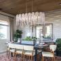 SILJOY Modern K9 Crystal Rectangle Chandelier Lighting Flush Mount LED Linear Ceiling Light Fixture for Dining Room Table, 7 Lights, L 33.5'' x W 12.6'' x H 13''