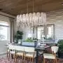 SILJOY Modern K9 Crystal Rectangle Chandelier Lighting Flush Mount LED Linear Ceiling Light Fixture for Dining Room Table, 7 Lights, L 33.5'' x W 12.6'' x H 13''