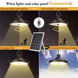 Upgraded Solar Lights Outdoor Indoor Motion Sensor with Dual Lamp JACKYLED Remote Control Solar Pendant Light Waterproof LED Hanging Shed Light with Adjustable Solar Panel for Home Porch, Warm White