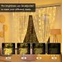 300 Led Window Curtain String Lights with Remote Control, USB Powered 8 Twinkle Modes Hanging Fairy Curtain Lights for Bedroom,Weddings, Party, Christmas Decorations,Warm White