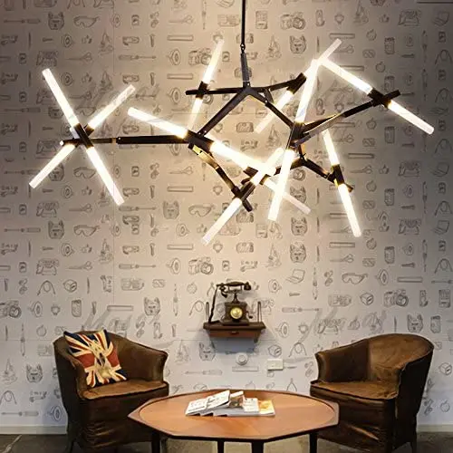 KALRI Modern Metal Sputnik Chandelier Lamp Tree Branch Pendant Lighting Ceiling Fixture with Frosted Glass Lampshade for Dining Room, Living Room, Kitchen Island, Hotel, Coffee Shop (Black-20Lights) KALRI Modern Metal Sputnik Chandelier Lamp Tree Branch Pendant Lighting Ceiling Fixture with Frosted Glass Lampshade for Dining Room, Living Room, Kitchen Island, Hotel, Coffee Shop (Black-20Lights)
