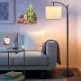 DLLT Bedroom Led Floor Lamp, 8W Industrial Arc Floor Lamp with Hanging Lamp Shade, Tall Standing Modern Floor lamp Reading for Living Room, Office, Study Room, Hotel with E26 Bulb-Warm