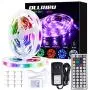 LED Strip Lights 32.8ft RGB 5050 Tape Light 12V Color Changing Rope Light Kit with RF Remote Power Plug-in Dimmable Flexible Non-Waterproof Indoor Lighting for Bedroom Kitchen Party Christmas
