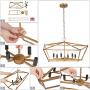 KSANA Gold Chandelier, Modern Island Lights for Kitchen, 6-Light Linear Chandeliers for Dining Rooms, 23.5“ Medium Rectangle Metal Light Fixture