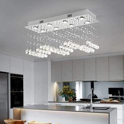 Modern K9 Crystal Raindrop Chandelier Lighting Flush Mount Ceiling Light Fixture for Dining Room,Lobby,Kitchen Island (8 Lights)