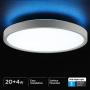 TALOYA LED Flush Mount Ceiling Light with Back Atmosphere Light (Ice Blue), 24W Round 12 Inch Low Profile Surface Mount Light Fixture for Bedroom Living Dining Room, Easy Installation