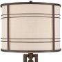 Elias Industrial Farmhouse Floor Lamp with Nightlight LED Oil Rubbed Bronze Off White Oatmeal Fabric Drum Shade for Living Room Reading Bedroom Office - Franklin Iron Works