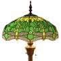 Tiffany Style Floor Standing Lamp W16H64 Inch Tall Green Stained Glass Crystal Bead Dragonfly Shade 2E26 Antique Reading Lighting Resin Base S459 WERFACTORY LAMPS Living Room Bedroom Table Lover Gifts