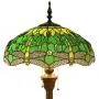 Tiffany Style Floor Standing Lamp W16H64 Inch Tall Green Stained Glass Crystal Bead Dragonfly Shade 2E26 Antique Reading Lighting Resin Base S459 WERFACTORY LAMPS Living Room Bedroom Table Lover Gifts
