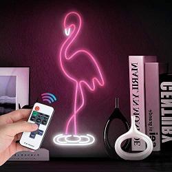 Neon Signs Flamigo, Dimmable Neon Sign with Remote, Led Wall Sign for Cool Room Light, Wall Art, Bedroom Decor, Led Lights for Party and Holiday Decor: UL-Listed Power Adapter, 17.3'' by 6.3''