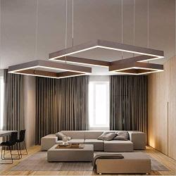 LAKIQ Modern LED Chandelier 68W/125W Aluminum Pendant Lighting Fixture Suspended Lamp for Living Room Bedroom Dining Room (White Light, Three Tier)