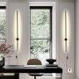 Ditoon Modern Plug in Wall Light LED Matte Black Wall Sconce with Plug in Cord On/Off Switch 39 3/8 inches Warm White Wall Mounted Lamp for Living Room Bedroom (1-Pack)