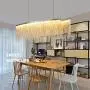 7PM Tassels Linear Chandelier Modern Chrome Chain Pendant Light Contemporary LED Ceiling Lighting Fixture for Dining Room Kitchen Island