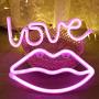 Pink Lips Led Neon Light Art Decorative Novelty Neon Sign Wall Table Decor for Christmas Party Children’s Room Living Room Bar Hotel Decoration