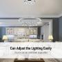 HOMCOM Modern Crystal Led Chandelier Multi-Angle with Remote Control Dimmable Light, Living Room Decor