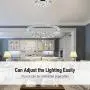 HOMCOM Modern Crystal Led Chandelier Multi-Angle with Remote Control Dimmable Light, Living Room Decor