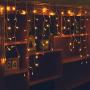 LED Icicle Lights, 96 LEDs 9.8ft 8 Modes, Curtain Fairy Light, LED String Light for Wedding/Christmas/Halloween/Thanksgiving/Easter/Party Backdrops Family Patio Lawn Decoration(Warm White)