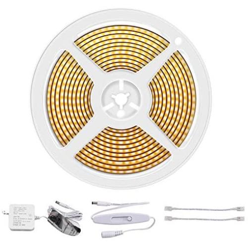 Cool White Dimmable COB LED Strip Light, CRI90+, 16.4ft Waterproof LED Strip Light, 50W, 4000lm, 1890 LEDs, Cuttable, 3M Self-Adhesive for Outdoor, Indoor, Bedroom, Kitchen, UL Listed