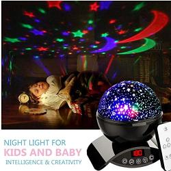 Star Projector Night Light for Kids - Baby Night Light Projector for Bedroom - with Timer Remote and Chargeable - Best Gift for Kids - Black