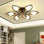 LITFAD Flower Semi Flush Mount Ceiling Light Metal 6 Lights Modern Ceiling Lamp Fixture Living Room Lamp LED Pandent Light in Black for Dinning Room Bedroom Restaurant