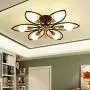 LITFAD Flower Semi Flush Mount Ceiling Light Metal 6 Lights Modern Ceiling Lamp Fixture Living Room Lamp LED Pandent Light in Black for Dinning Room Bedroom Restaurant
