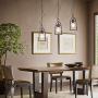NEWSEE Vintage Pendant Light Industrial Iron Lantern Hanging Lighting Fixture Adjustable Height， Metal Cage Chandelier Clear Glass for Dining Room Kitchen Island Farmhouse Entryway (Pendant 3 Light)