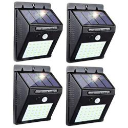 30 LED Solar Lights Outdoor,3 Optional Modes Wireless Waterproof Motion Sensor Outdoor Security Lights for Front Door, Yard, Garage, Deck (4 Pack-)