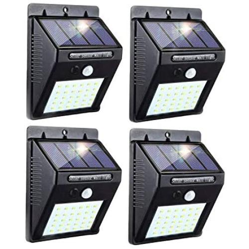 30 LED Solar Lights Outdoor,3 Optional Modes Wireless Waterproof Motion Sensor Outdoor Security Lights for Front Door, Yard, Garage, Deck (4 Pack-)