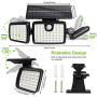 Solar Lights Outdoor,Dimunt 120 LED Wireless Led Solar Motion Sensor Lights Outdoor, 3 Heads 270. Wide Angle with 3 Lighting Modes, IP65 Waterproof Solar Security Lights for Front Door Yard Garage
