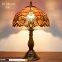 Tiffany Lamp Red Liaison Stained Glass Table Night Desk Reading Light W12H18 Inch S160R WERFACTORY LAMPS Parent Lover Friend Kid Living Room Bedroom Study Office Coffee Bar Bedside Antique Crafts Gift