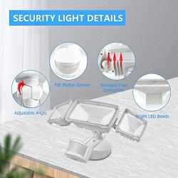 GSBLUNIE LED Security Lights Outdoor 4000LM, 42W 6000K Super Bright Motion Sensor Light, 3 Adjustable Head, IP65 Waterproof Flood Light Outdoor for Entryways, Stairs, Yard and Garage