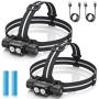 morpilot Headlamp, 1200 Lumens USB Rechargeable Head Lamps, IPX 65 Waterproof Headlight with Adjustable Headband, 5 Modes Led Headlamp Flashlight for Outdoor Camping Hiking Hard Hat Light, Set of 2