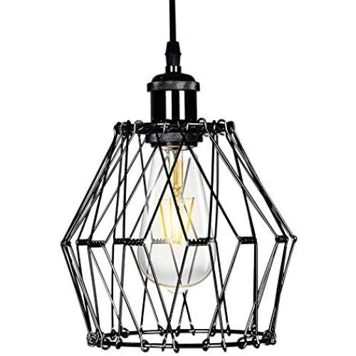 Xingoo Industrial Pendant Light Deformable Hanging Light, Vintage Metal Ceiling Pendant Light Indoor Lighting Adjustable Hanging Lamp for Kitchen Living Room Dining Room Bedroom,Black
