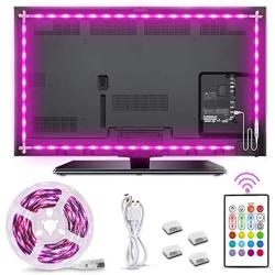 Led Strip Lights 6.56 Feet, Rgb Tv Led Backlight 4096 Diy Colors Changing Rope lights 30mins Timing off Light Strip 5v Usb Powered Led Tape Light Kits for 32-58in Tv Monitor Bedroom Desk Ambient Light