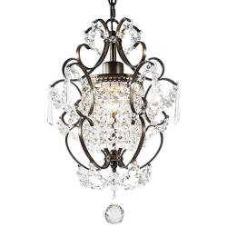 LuFun Modern Crystal Chandeliers,Crystal Pendant Light,Chandelier Lighting Fixtures,Ceiling Light for Living Room Bedroom Restaurant Hallway (1-Light, Bronze)