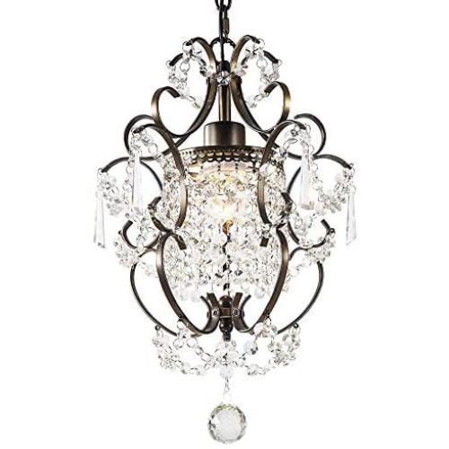 LuFun Modern Crystal Chandeliers,Crystal Pendant Light,Chandelier Lighting Fixtures,Ceiling Light for Living Room Bedroom Restaurant Hallway (1-Light, Bronze)