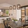 Pendant Light, Small Chandelier in Wood and Antique Silver Metal Finish, Farmhouse Light Fixture for Kitchen Island, Foyer, Hallway, Dining Room