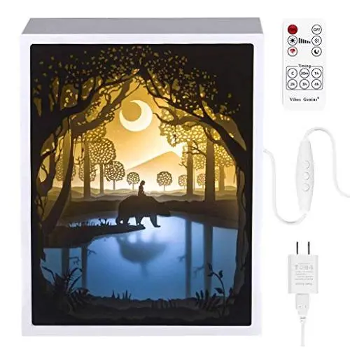 Papercut Light Boxes, 3D Shadow Box Led Light Night lamp, Decorative Mood Light for Kids and Adults, Baby Nursery Kids Bedroom Living Room Night Light(My Friend)