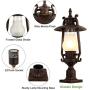 GZBtech Vintage Outdoor Post Lantern, 110V Waterproof Rust Bronze Pole Light Fixture of Rustic Kerosene Style, Metal Pillar Lantern with Frosted Glass Shade for Backyard Garden