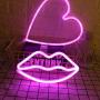 Pink Lips Led Neon Light Art Decorative Novelty Neon Sign Wall Table Decor for Christmas Party Children’s Room Living Room Bar Hotel Decoration