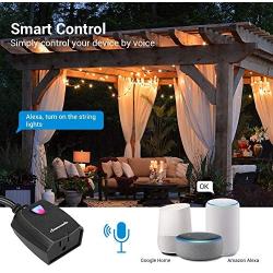 DEWENWILS Smart WiFI Outdoor Plug Outlet,Timer and Countdown Function,IP44 Waterproof outdoor timer for lights,Compatible with Alexa,Google Home, No Hub Required, 2 Packed