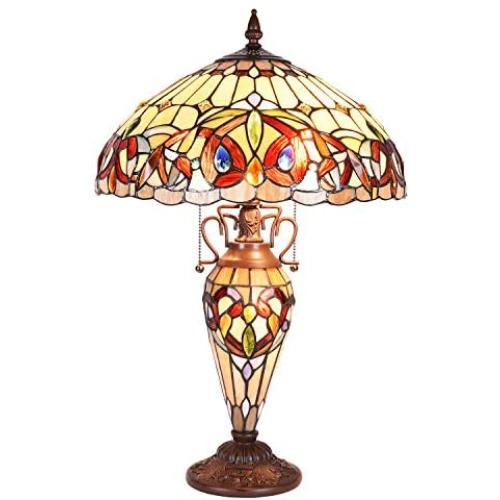 Capulina Tiffany Table Lights, 2-Light Tiffany Style Table Lamp, 16.1 inch Wide Victorian Style Stained Glass Table Lamp, Tiffany Style Desk Lamp, Tiffany Glass Lamp, Tiffany Lamp