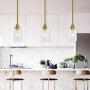 MELUCEE 1-Light Modern Pendant Light Brass Finish with Clear Glass Shade, Kitchen Island Lighting, Contemporary Light Fixtures Ceiling Hanging for Dining Room Hallway