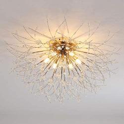 Gold Starburst Firework Chandeliers Crystal Lighting Fixtures Stainless Steel Ceiling for Bedroom Dining Room 6 Lights