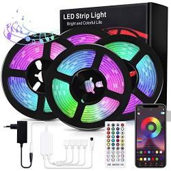 LED Strip Lights,Bewahly, 65.8ft/20m 5050 RGB LED for Indoor, Party, Garden,and Home Decoration. Strip with Bluetooth Control, Music Color Changing,Not Waterproof，with Timing Lighting Function