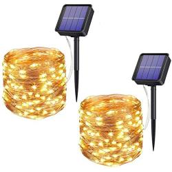 [2 Pack] Upoom Solar Fairy Lights, 200 LED Outdoor Solar String Lights Garden Copper Wire Decorative Lights 66Ft Waterproof Indoor Outdoor Lighting for Garden, Patio, Yard, Christmas