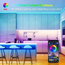 50ft Led Strip Lights, Livingpai Color Changing LED Light Strips with Music Sync, Remote, Built-in Mic, Bluetooth App Control, RGB LED Lights for Bedroom, Party, Kitchen, TV, Home