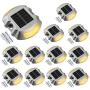 Solar Deck Lights Driveway Dock Lights, VOLISUN 12-Pack Led Wireless IP67 Waterproof Outdoor Warning Step Lights for Driveway Sidewalk Garden Pathway Yard(Warm White)