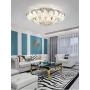 Panda Lighting Round K9 Crystal Ceiling Light LED Colorful Dimmable Light Remote Control Chandelier Peacock Feather Leaf Crystal Pendant Lamp for Dining Room Living Room Bedroom